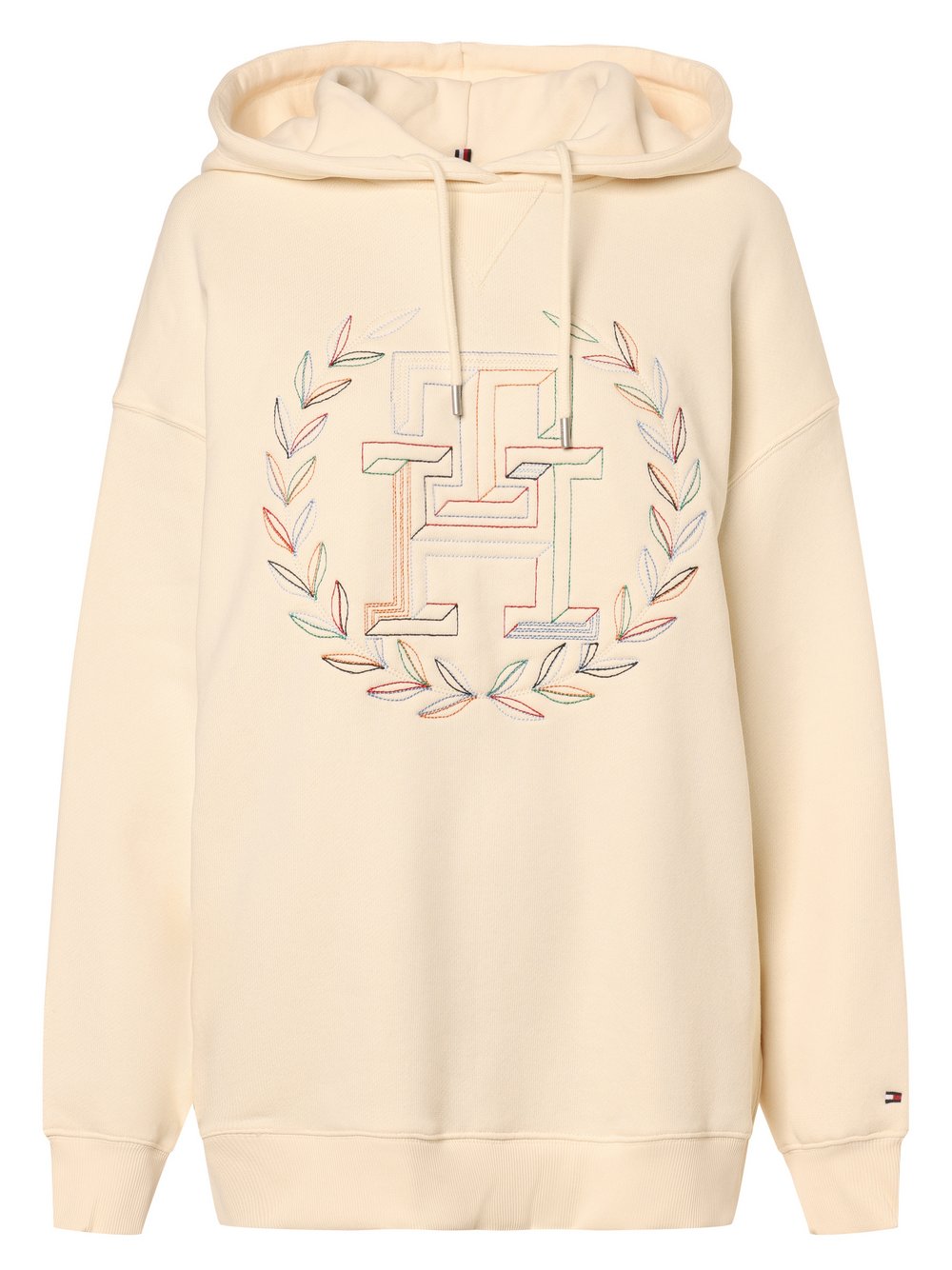 Tommy Hilfiger Damski sweter z kapturem Kobiety Bawełna biały jednolity, L