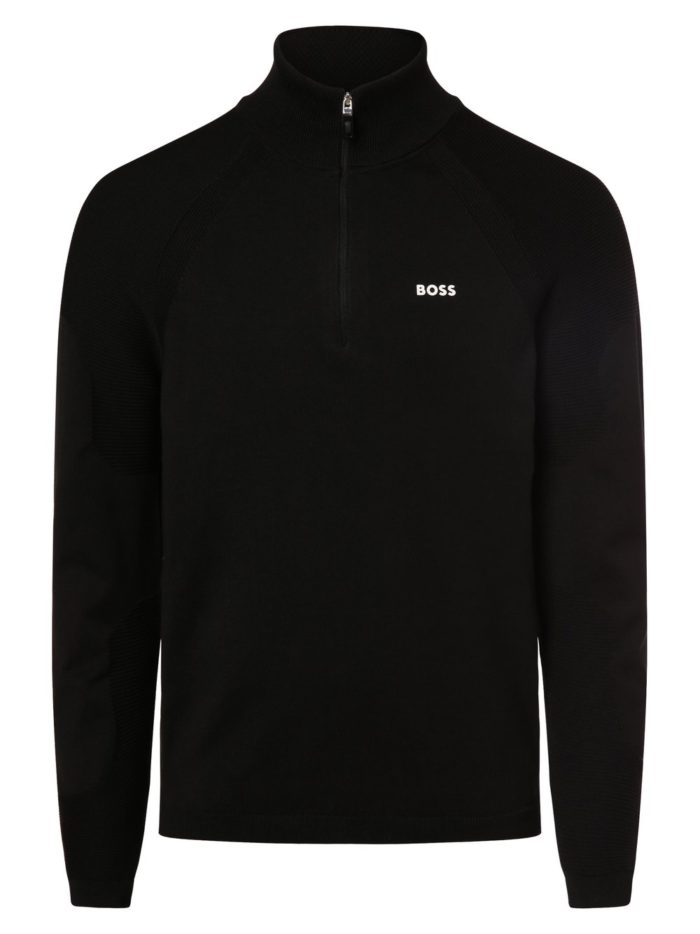 BOSS Green Sweter męski Mężczyźni Bawełna czarny jednolity, M