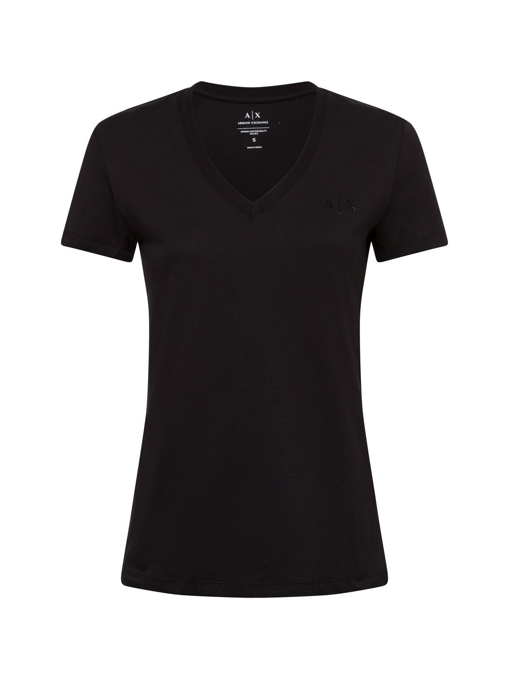 Armani Exchange Koszulka damska Kobiety Bawełna czarny jednolity, S