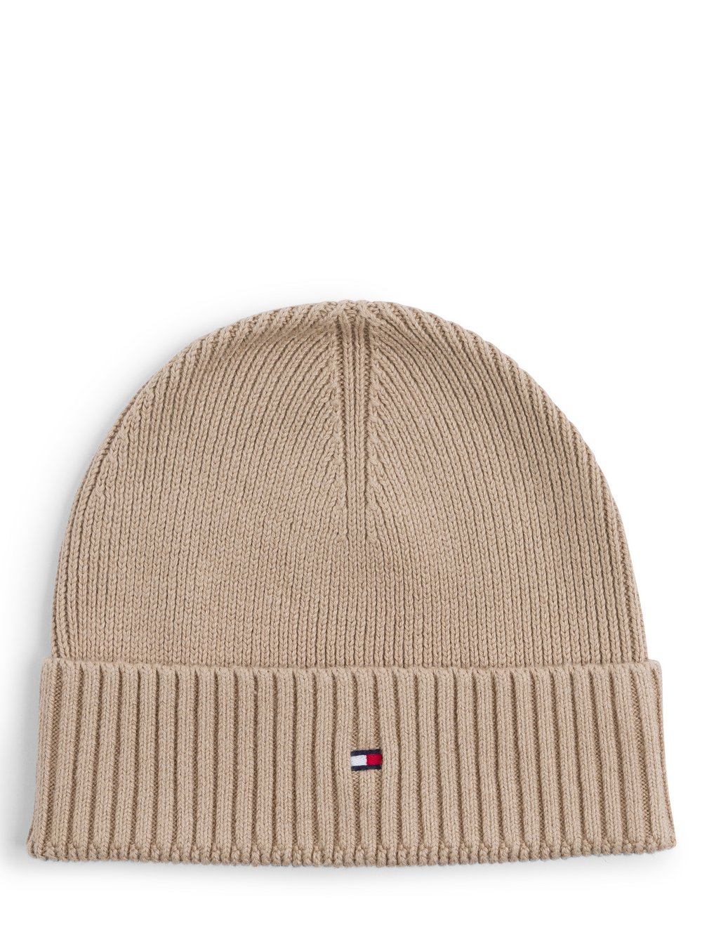 Tommy Hilfiger Czapka męska z dodatkiem kaszmiru Mężczyźni Bawełna beżowy jednolity, ONE SIZE