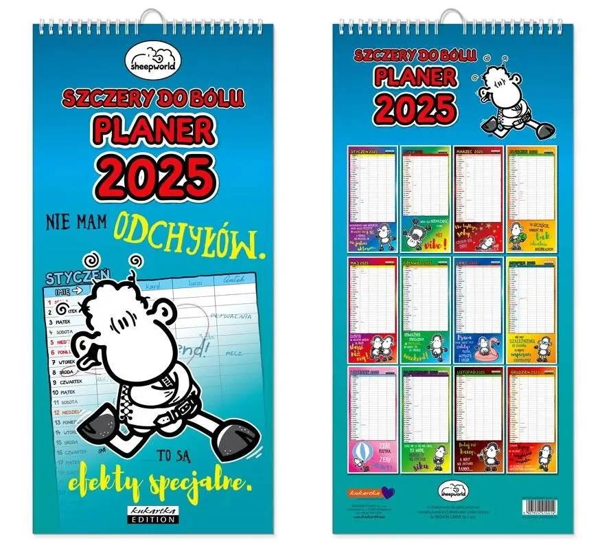 Kalendarz 2025 ścienny planer Sheepworld szczery - Kukartka