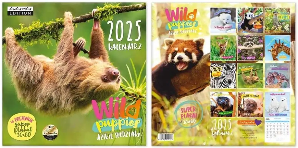Kalendarz 2025 ścienny Classic Wild Puppies - Kukartka
