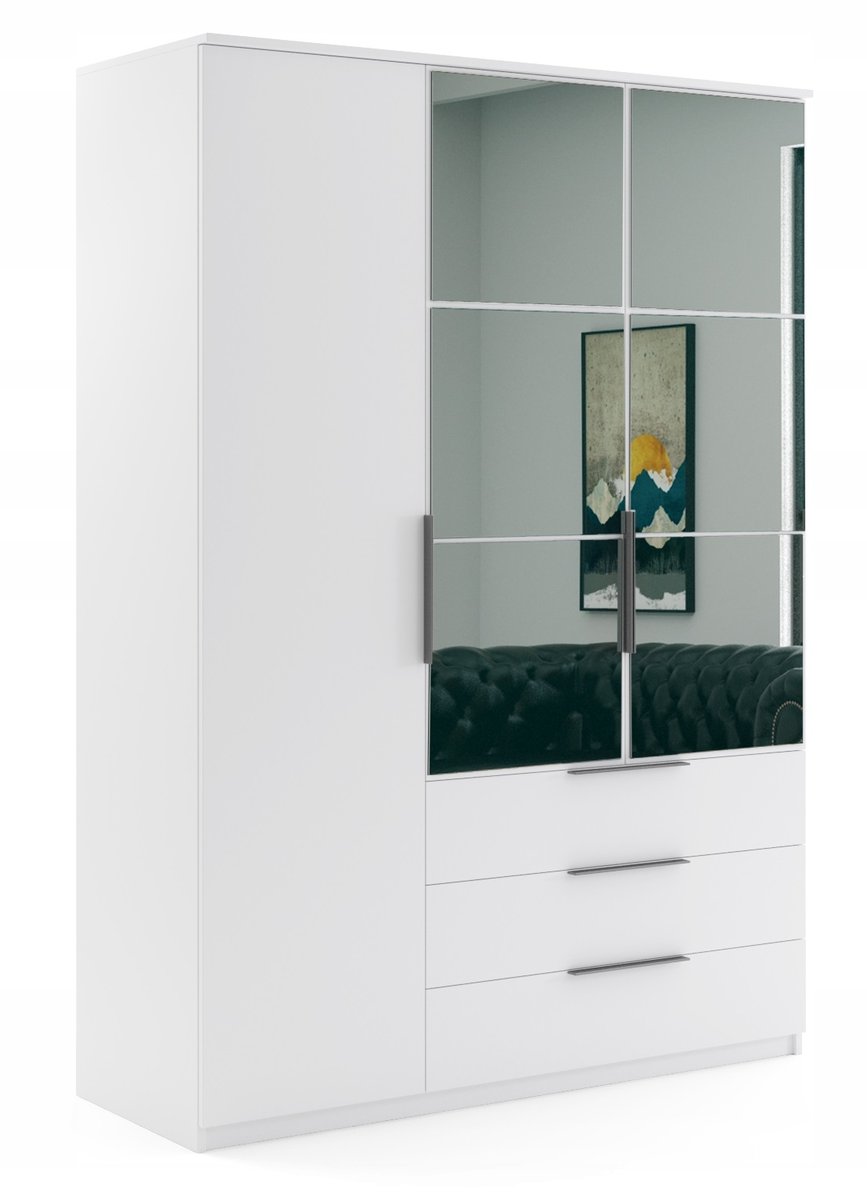 SZAFA FLORENCJA 150/215/61 BIAŁA, LUSTRA, SZUFLADY