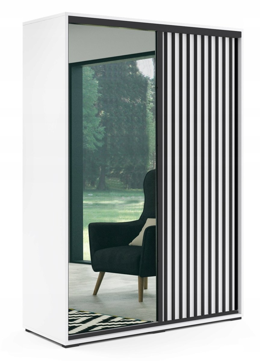 SZAFA ATENA 150/215/62 BIAŁA, LAMELE CZARNE