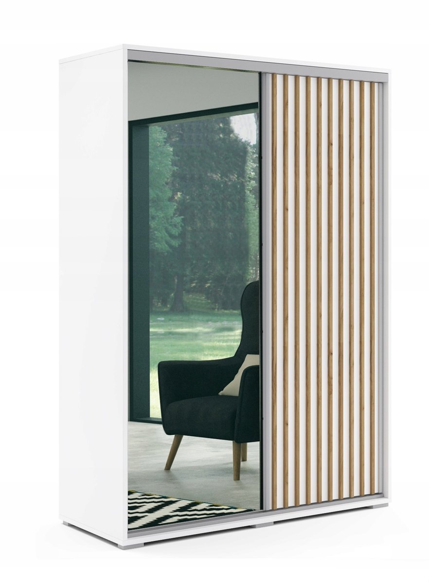 SZAFA KAIR 200x215x62 BIAŁA, LAMELE DĄB