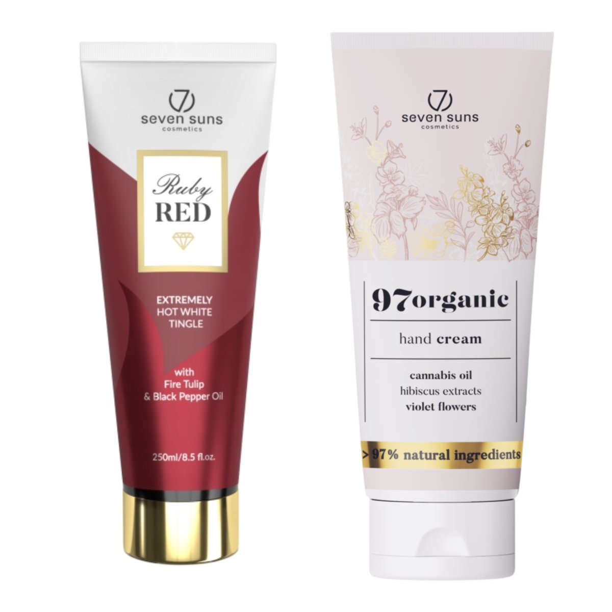 7suns Ruby Red Extremely Hot White Tingle 250ml + Krem Do Rąk 75ml
