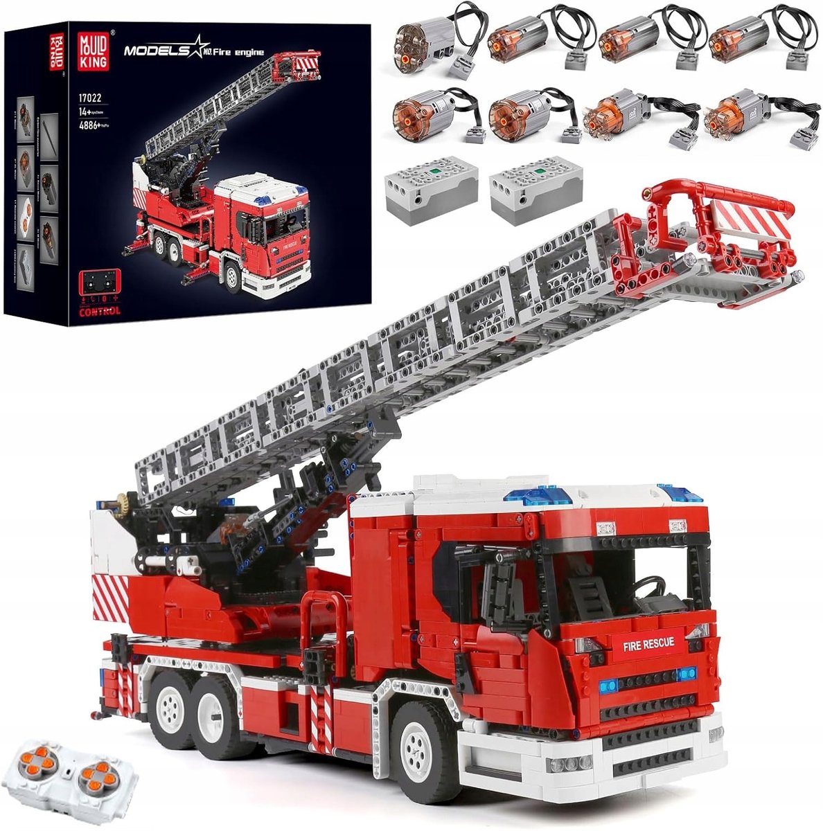 Mould King 17022 klocki Technic Wóz Strażacki RC FireTruck zdalnie sterowan