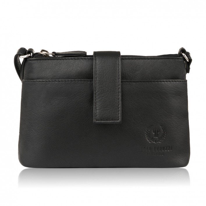 TOREBKA DAMSKA SKÓRZANA NA RAMIĘ MAŁA MIEJSKA CZARNA PAOLO PERUZZI SI-39-BL