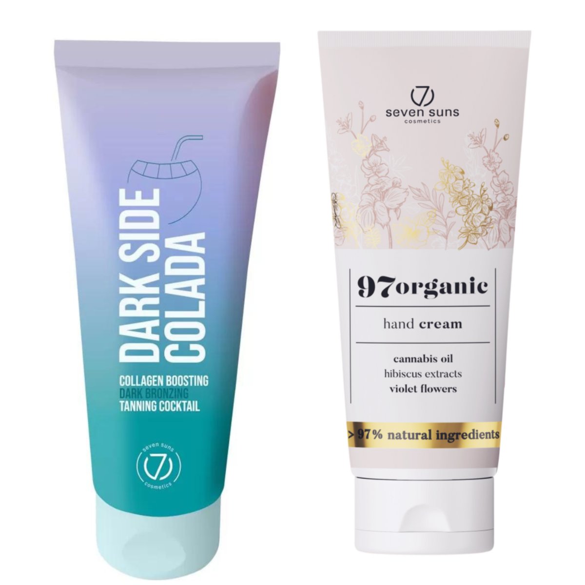 7suns Dark Side Colada Kolagenowy Koktajl Opalający 100ml + Krem Do Rąk 75ml
