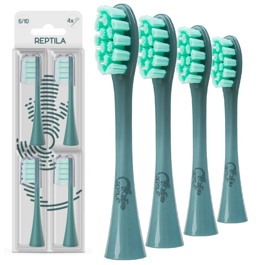 4 Końcówki do szczoteczki sonicznej Oclean SE / X / PRO / X10 / One / Air / Z / Z1 / F1 / FLOW / Endurance ZIELONE - Reptila