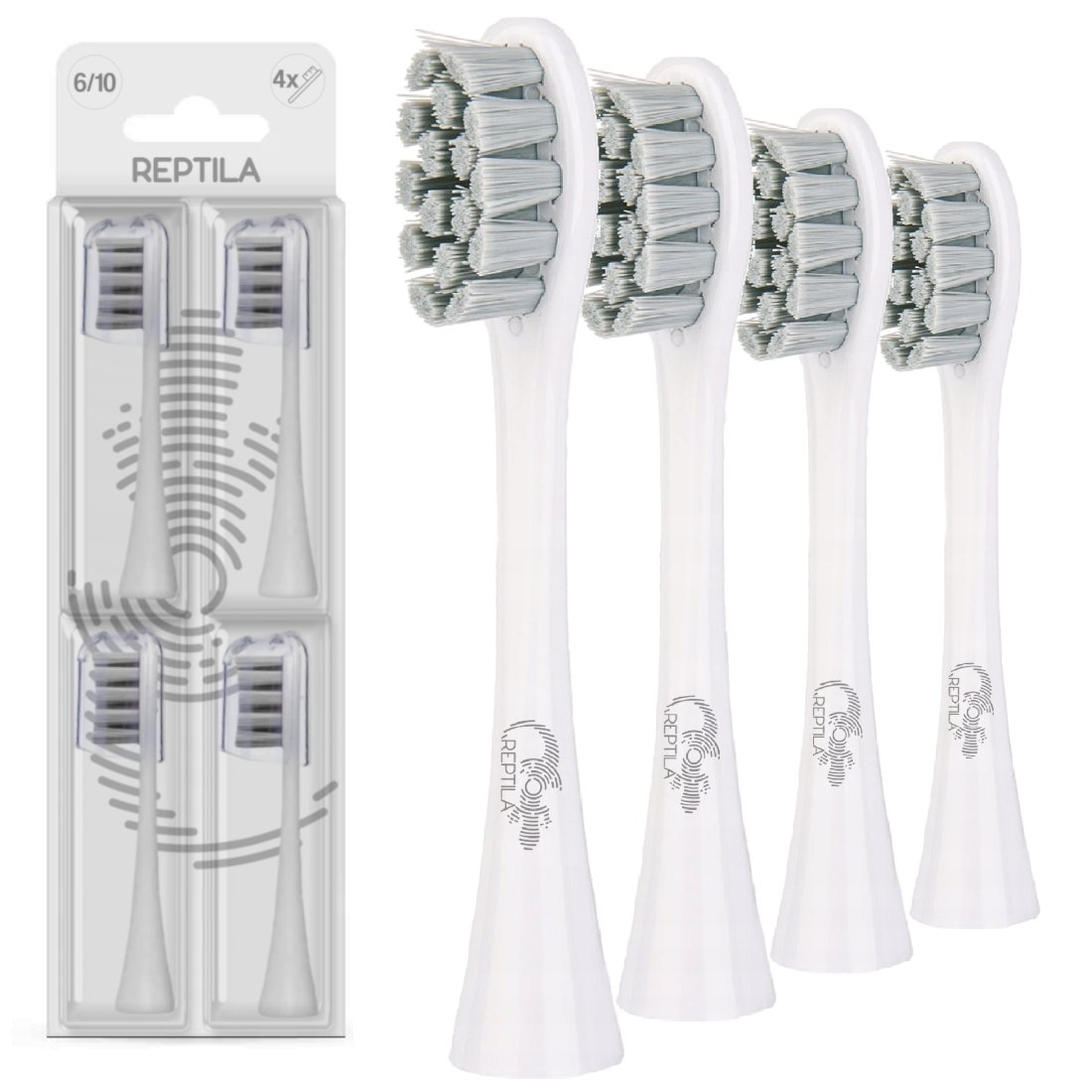 4 Końcówki do szczoteczki sonicznej Oclean SE / X / PRO / X10 / One / Air / Z / Z1 / F1 / FLOW / Endurance SZARE - Reptila