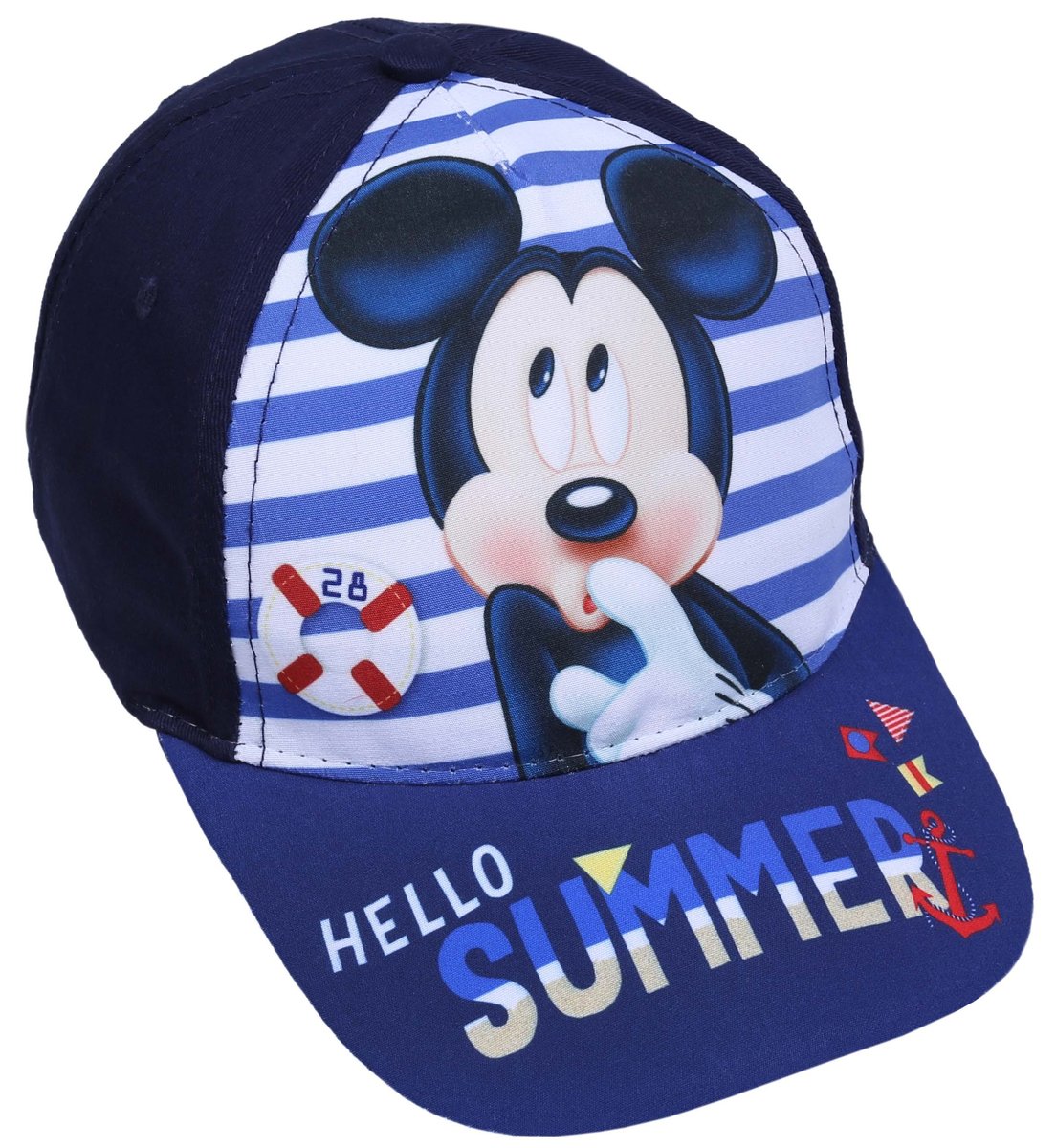 Granatowa, chłopięca czapka z daszkiem, w paski Myszka Mickey Disney 54 cm