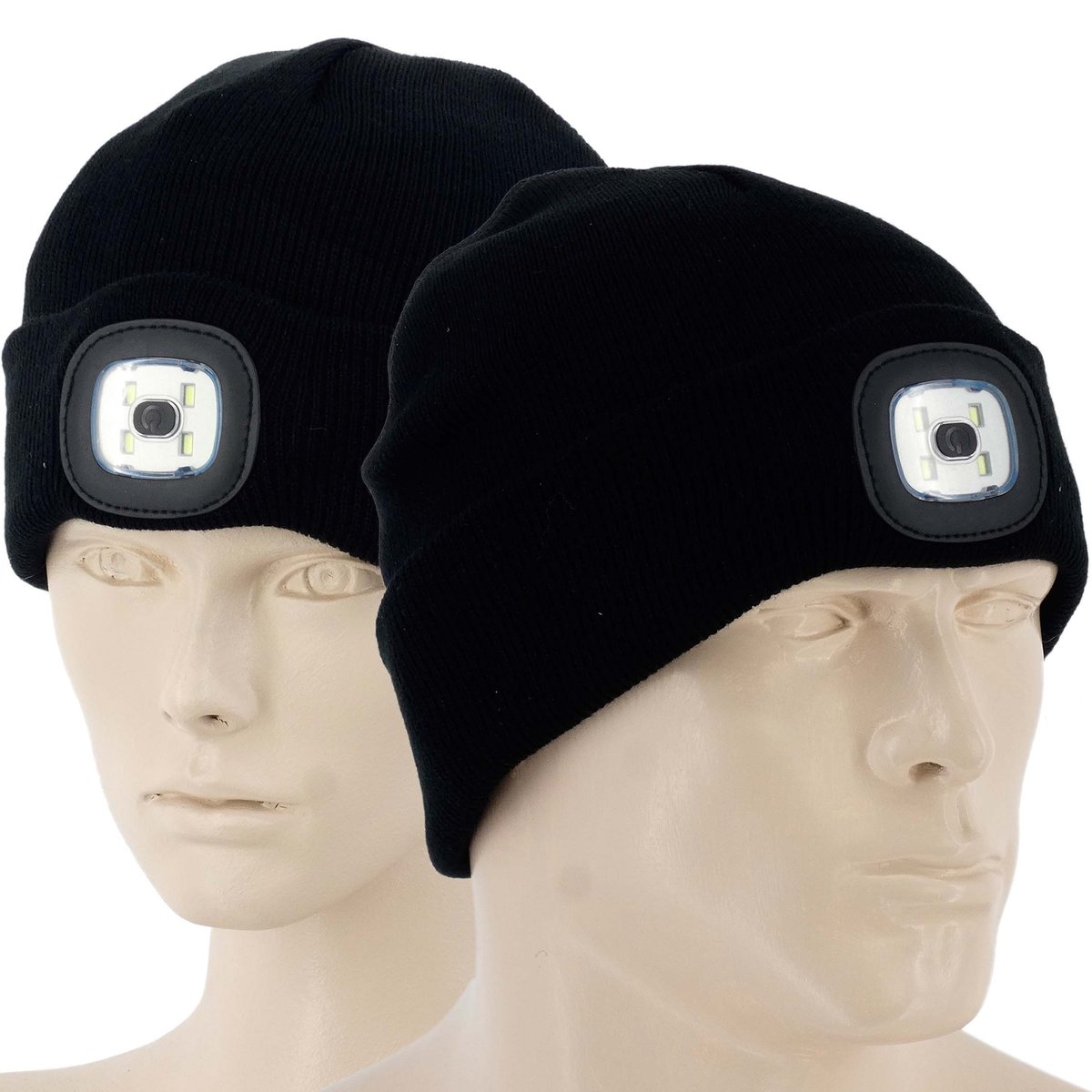 Ciepla Czapka Czołówka Z Latarka Led Ładowanie Usb Czarna