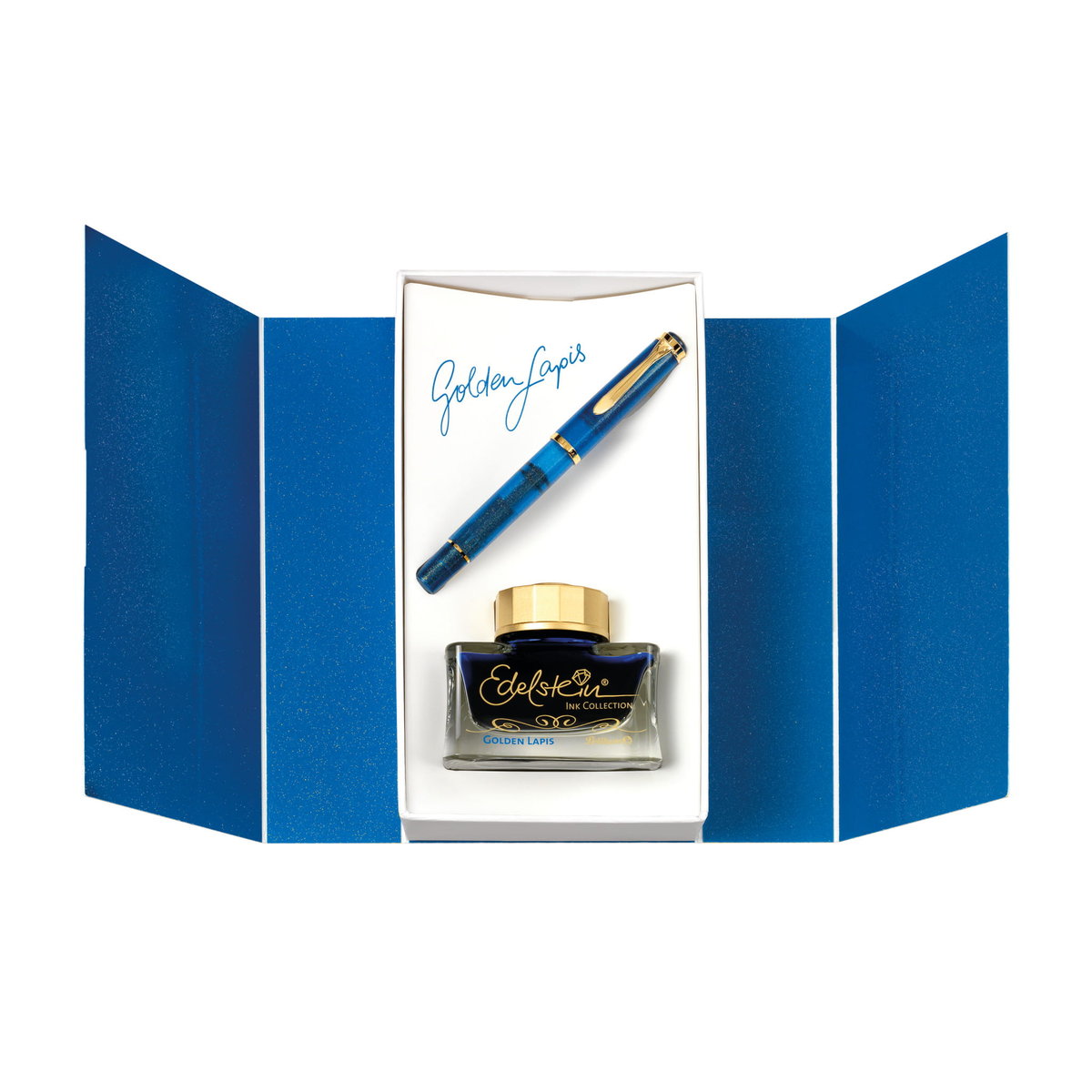 Pióro Wieczne Pelikan M200 Golden Lapis EF + Atrament Edelstein