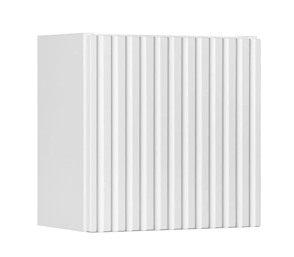 Biała kwadratowa szafka łazienkowa z ryflowaniem S1-P39