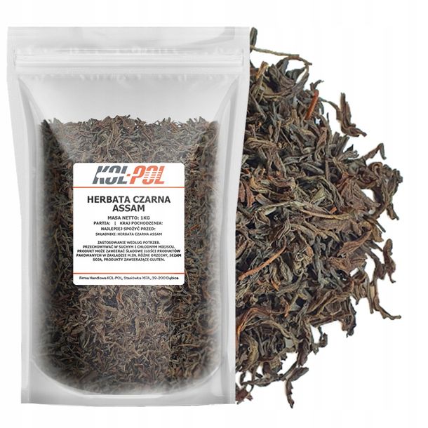 ﻿HERBATA CZARNA ASSAM 1kg Liściasta naturalna Kol-Pol