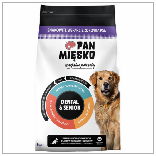 Pan Mięsko Dental & Senior M 9kg Sucha Karma dla Psa