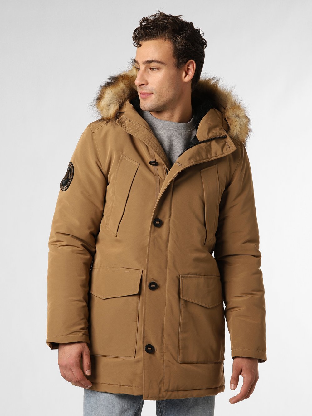 Superdry Kurtka męska Mężczyźni brązowy jednolity, M
