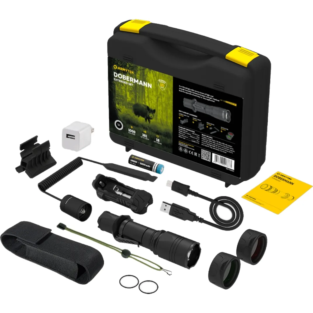 Zestaw - Latarka Armytek Dobermann Extended Set Biały 1000 lm