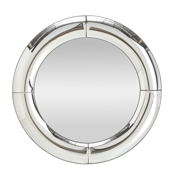 Lustro ścienne wiszące MOON okrągłe srebrne