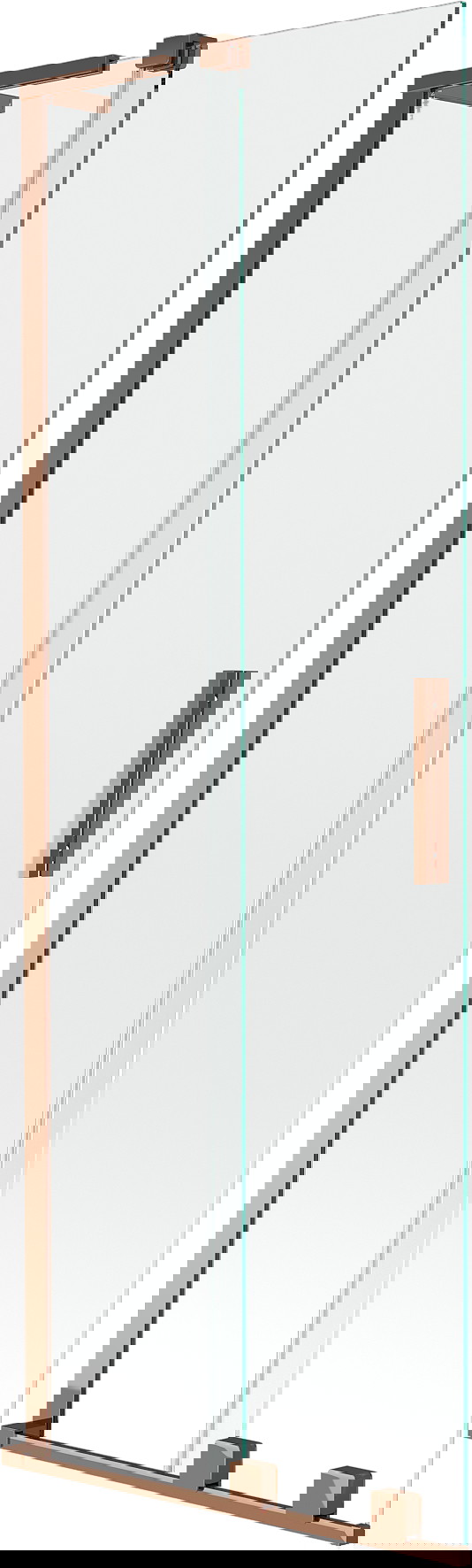 Mexen Velar L parawan nawannowy 2-skrzydłowy rozsuwany 75 x 150 cm, transparent, różowe złoto - 896-075-003-01-60