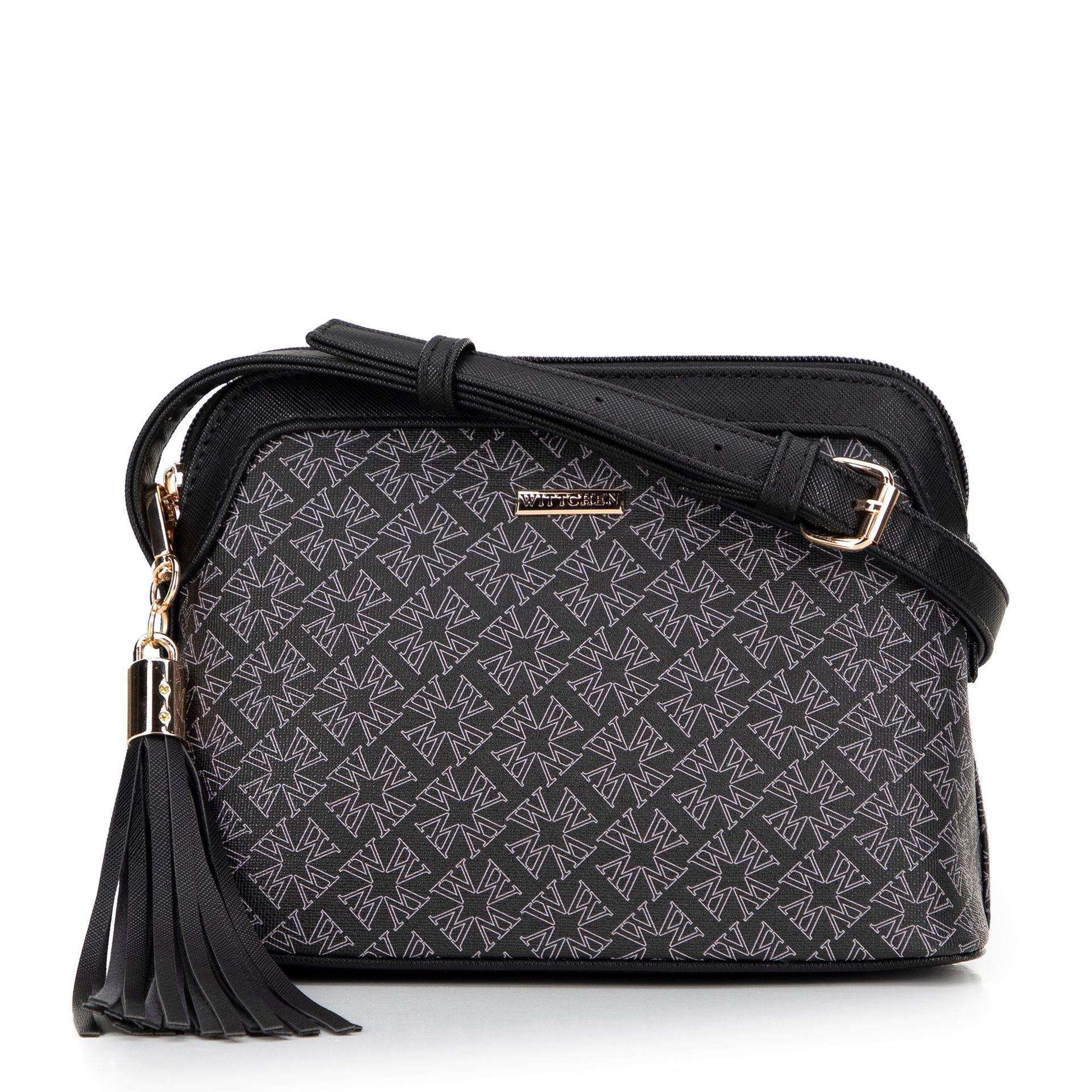 Damska crossbody z ekoskóry w monogram czarna