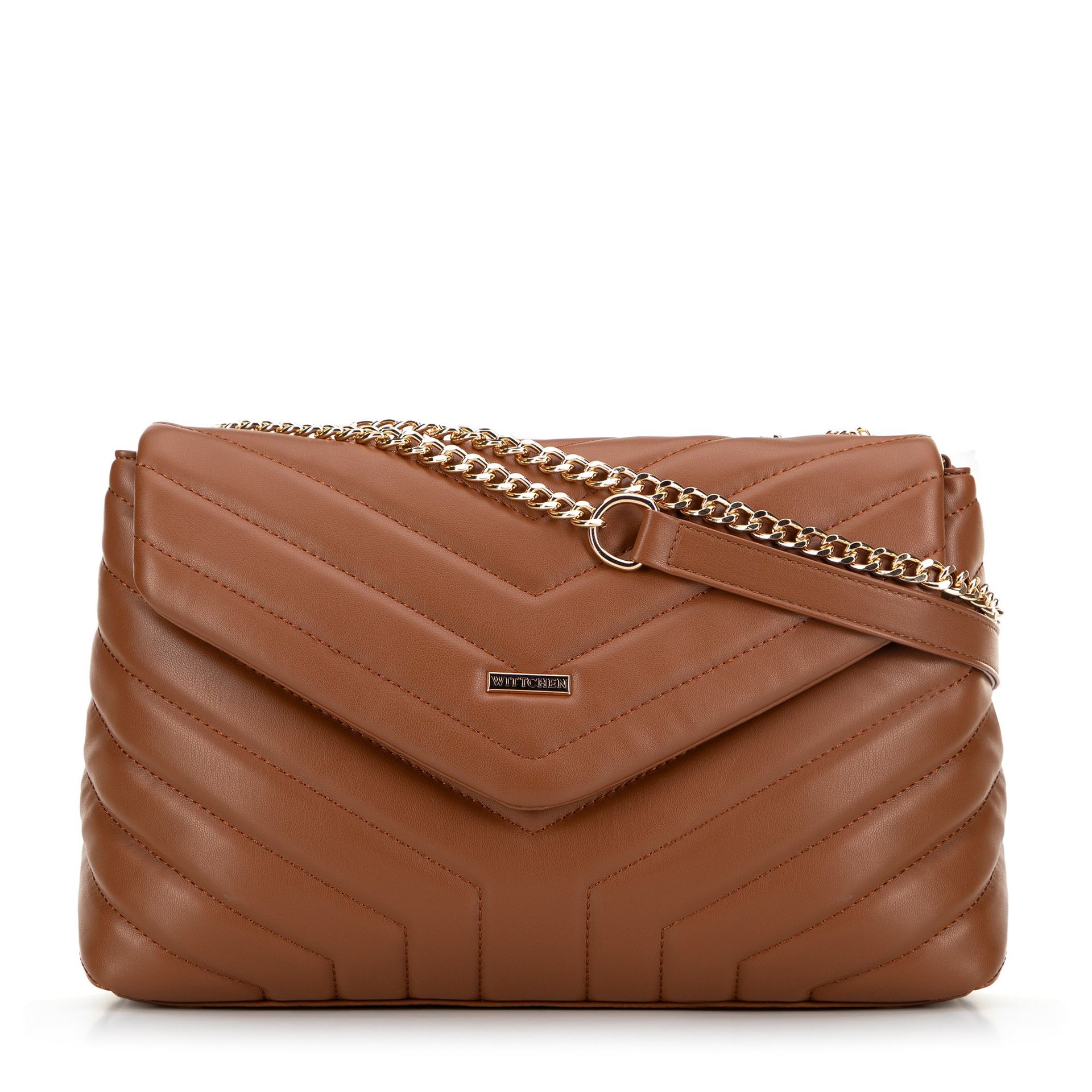 Damska crossbody na łańcuszku z ekoskóry brązowa