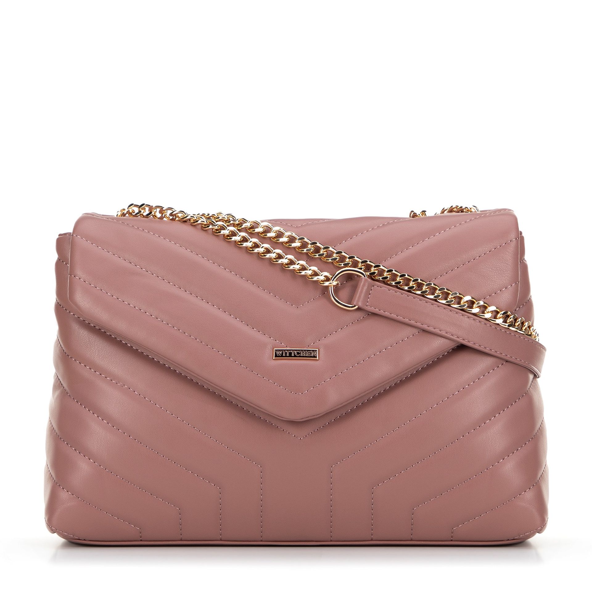 Damska crossbody na łańcuszku z ekoskóry różowa