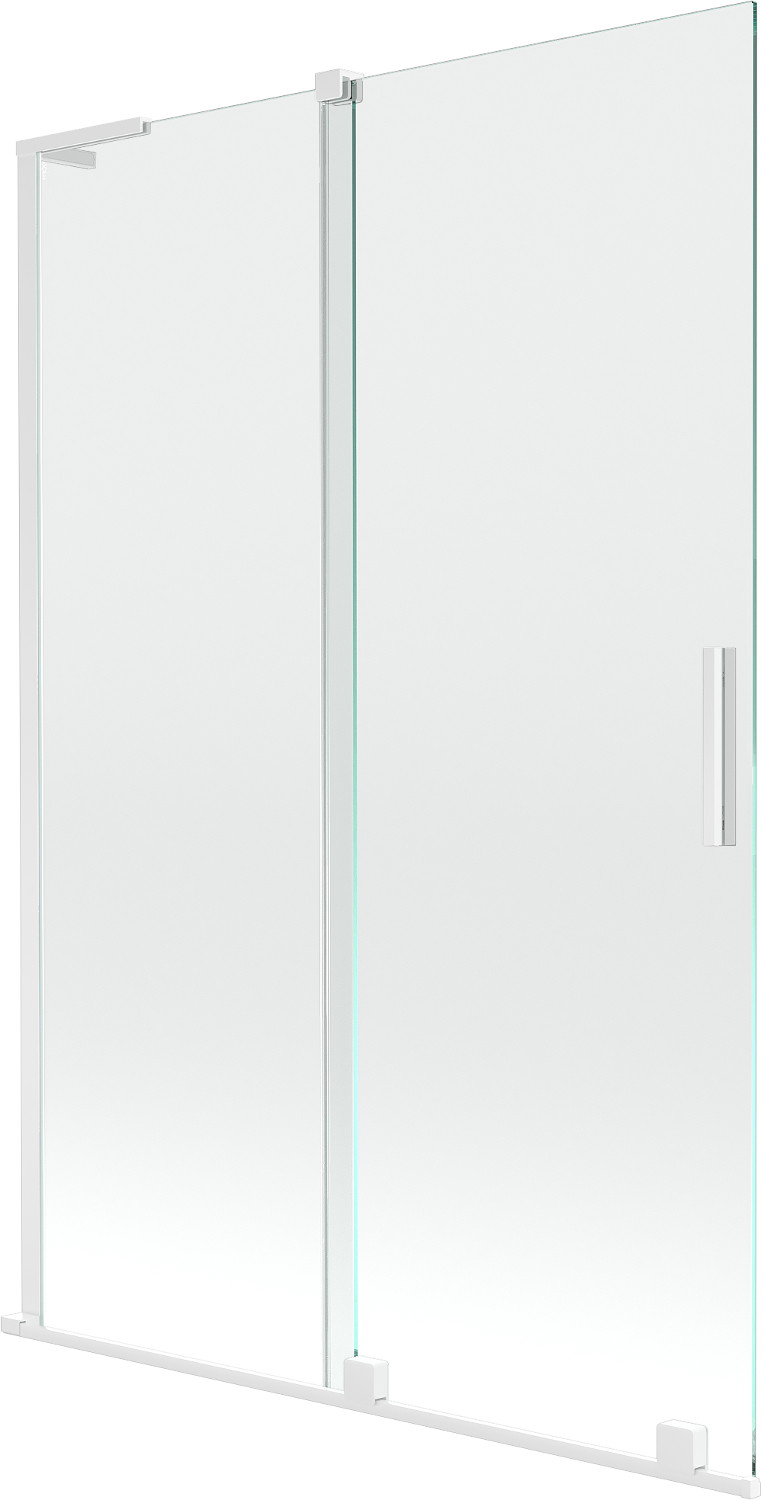 Mexen Velar L parawan nawannowy 2-skrzydłowy rozsuwany 120 x 150 cm, transparent, biały - 896-120-003-01-20