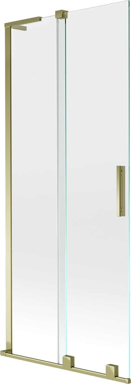Mexen Velar L parawan nawannowy 2-skrzydłowy rozsuwany 85 x 150 cm, transparent, złoty - 896-085-003-01-50