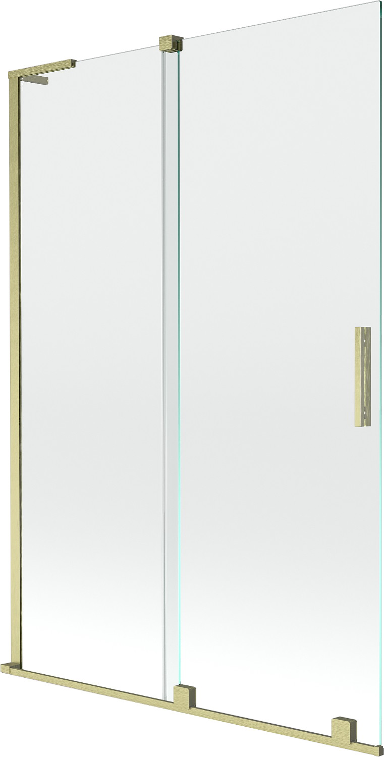 Mexen Velar L parawan nawannowy 2-skrzydłowy rozsuwany 120 x 150 cm, transparent, złoty szczotkowany - 896-120-003-01-55