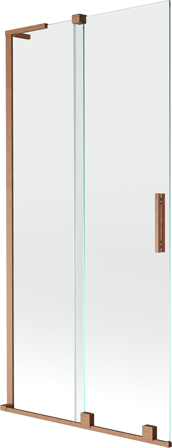 Mexen Velar L parawan nawannowy 2-skrzydłowy rozsuwany 95 x 150 cm, transparent, miedź szczotkowana - 896-095-003-01-65