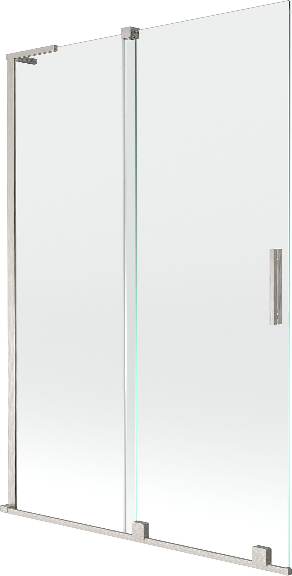 Mexen Velar L parawan nawannowy 2-skrzydłowy rozsuwany 120 x 150 cm, transparent, nikiel szczotkowany - 896-120-003-01-97