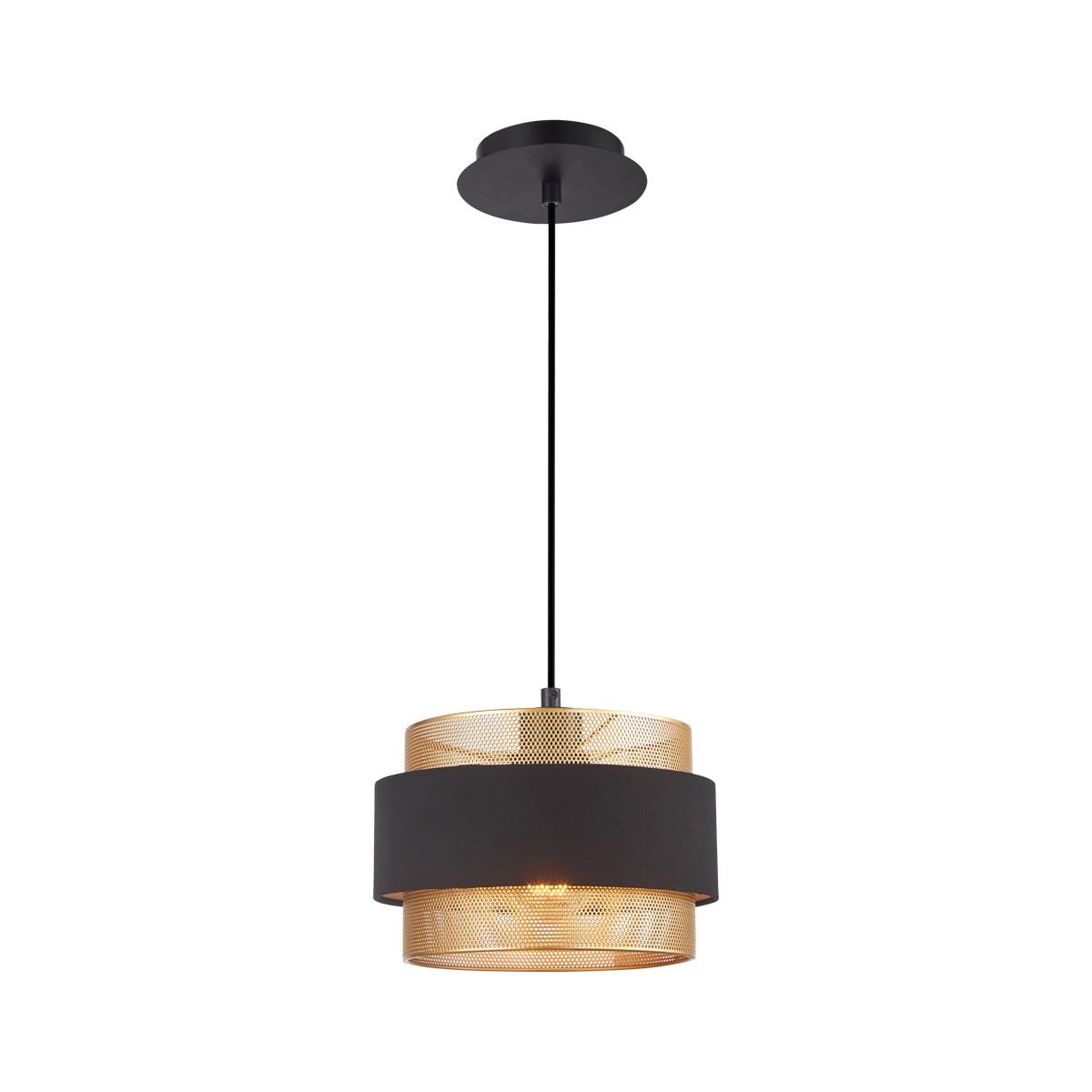 Nowoczesna lampa wisząca z abażurem PND-27467-1-BK-GD z serii BANS 