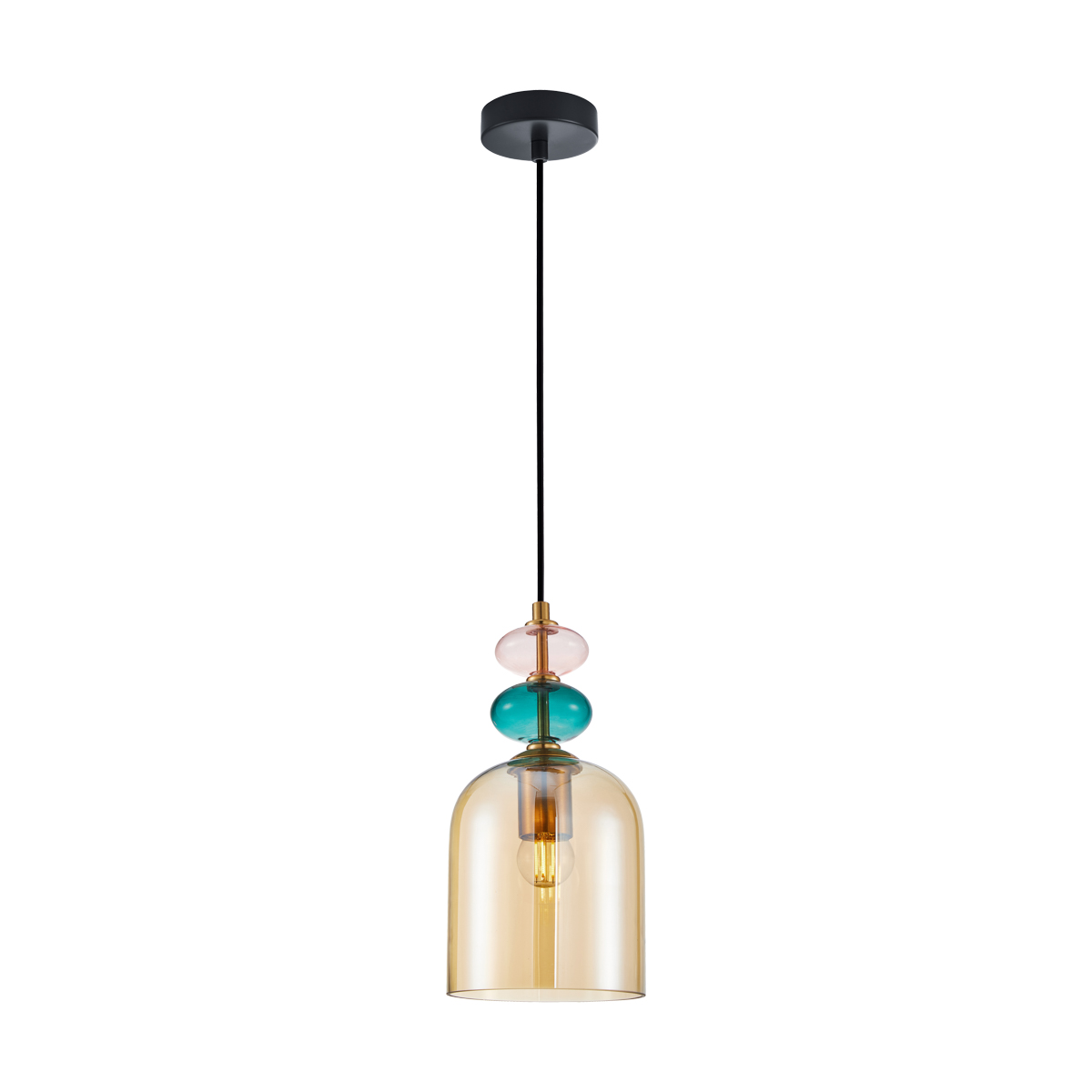 Kolorowa lampa wisząca na E27 PND-30263-1B-BRO-AMB z serii BUSCO 