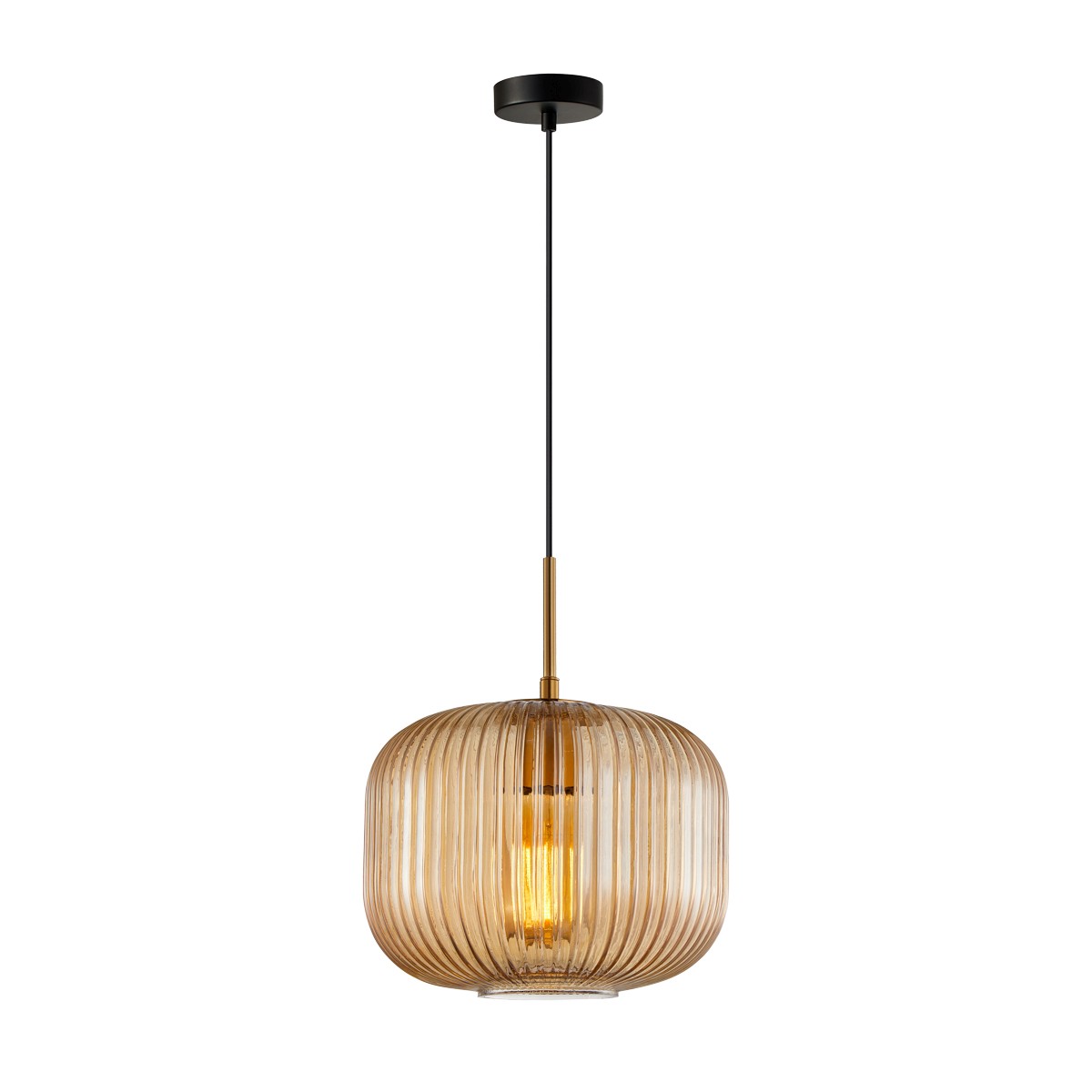 Stylowa lampa z ryflowanym szkłem PND-26476-1-BRO-AMB z serii GAVINO 