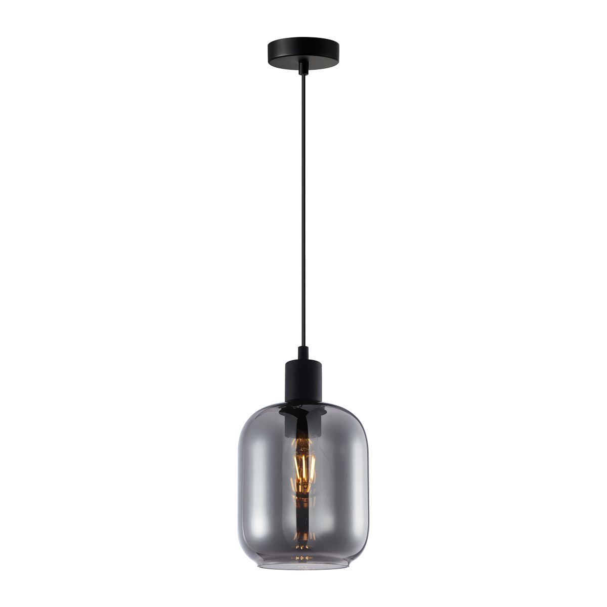 Lampa wisząca z dymionym szkłem PND-29258S-1-BK-SG z serii ZONA 