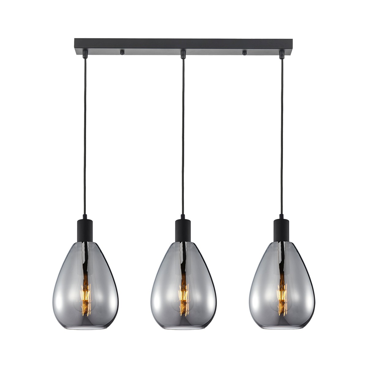 Lampa wisząca, trzy dymione klosze PND-27812-3-BK-SG z serii ZULO 