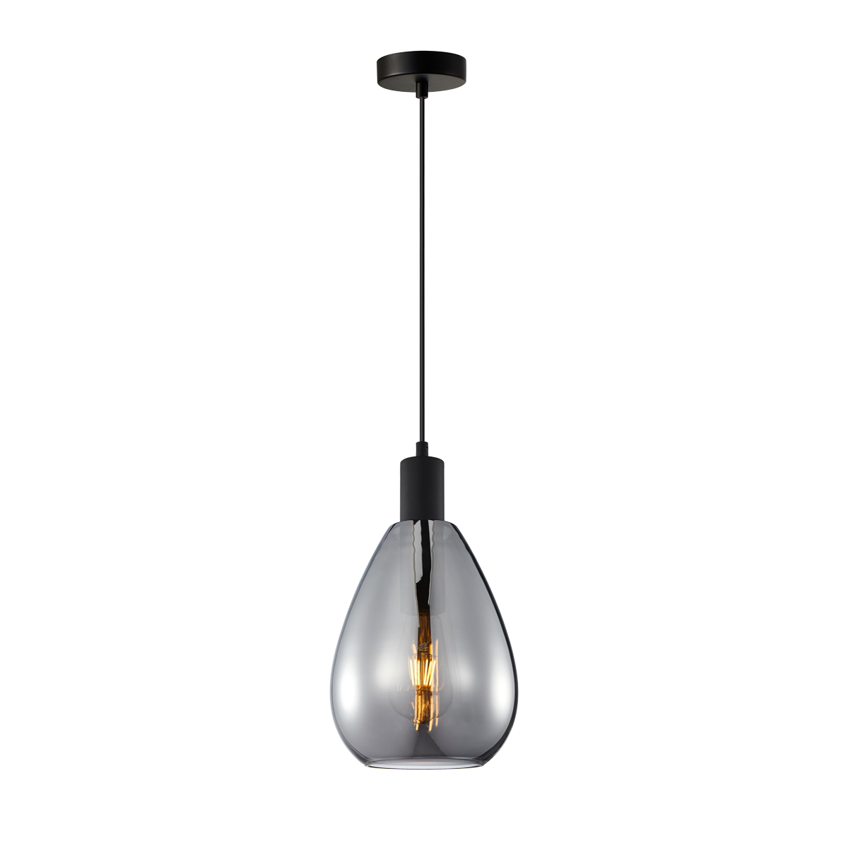Grafitowa, stylowa lampa wisząca PND-27812-BK-SG z serii ZULO 