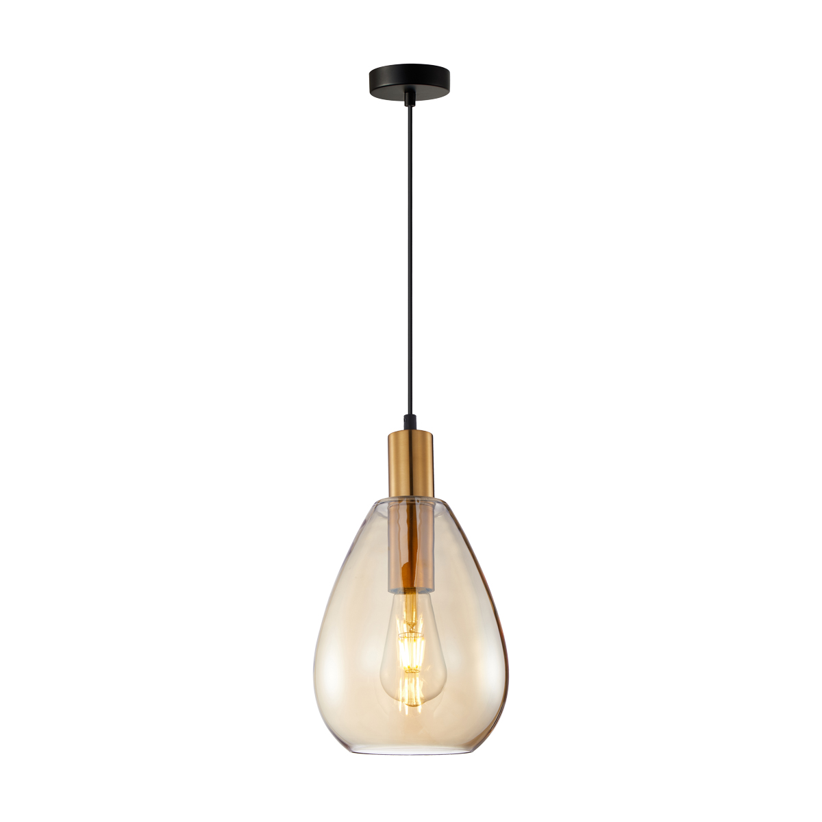 Lampa wisząca, regulowana, bursztynowa PND-27812-BRO-AMB z serii ZULO