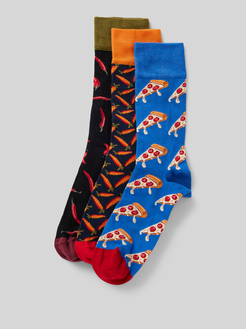 Skarpety z wyhaftowanym motywem w zestawie 3 szt. model ‘Food Enthusiast’