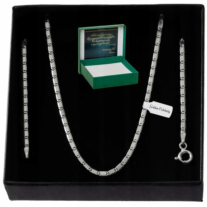 Piękny Łańcuszek Srebrny Damski Błyszczący Płaski 925 Prezent Dla Kobiety