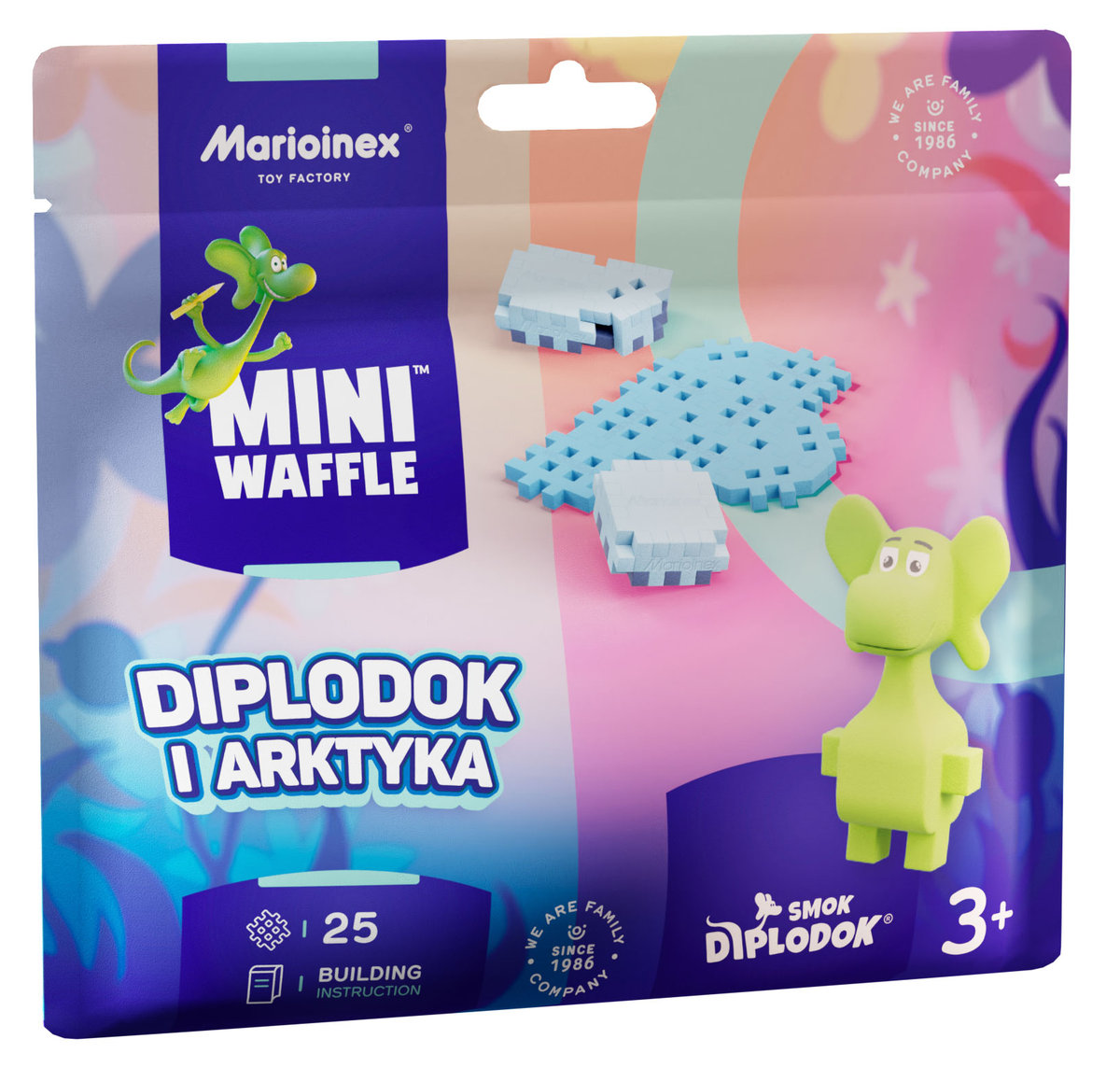 Marioinex Smok Diplodok i Arktyka klocki wafle mini konstrukcyjne 25 el