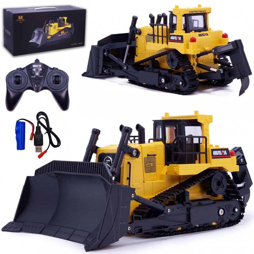 DUŻY ZDALNIE STEROWANY BULDOŻER SPYCHACZ GĄSIENICOWY HUINA ŚWIATŁA DŹWIĘK