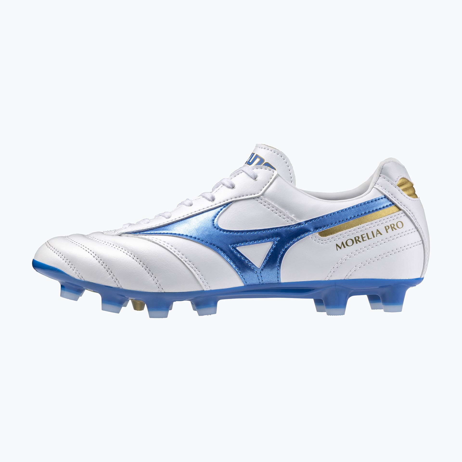 Buty piłkarskie męskie Mizuno Morelia II Pro MD white/laser blue/gold WYSYŁKA W 24H 30 DNI NA ZWROT