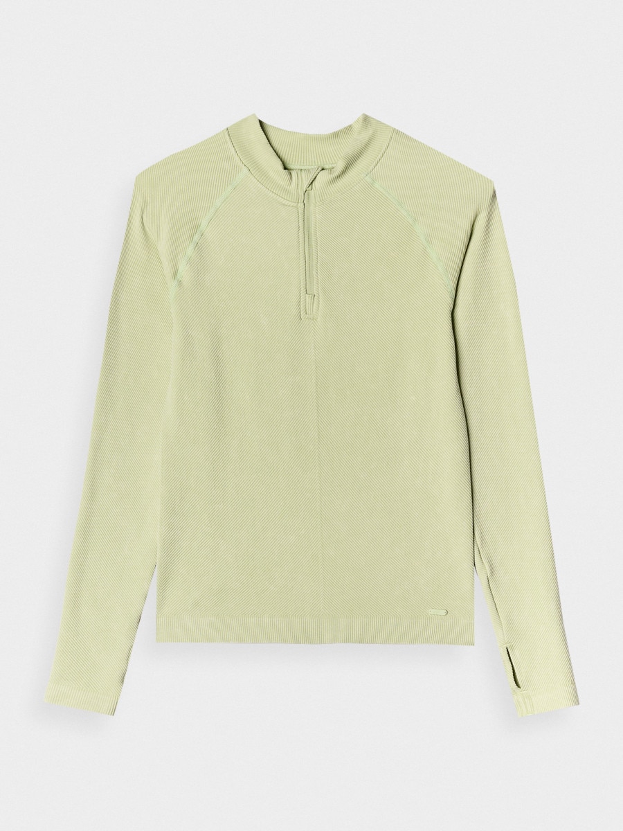 Damski longsleeve basic 4F 4FRAW24TLONF504 - zielony