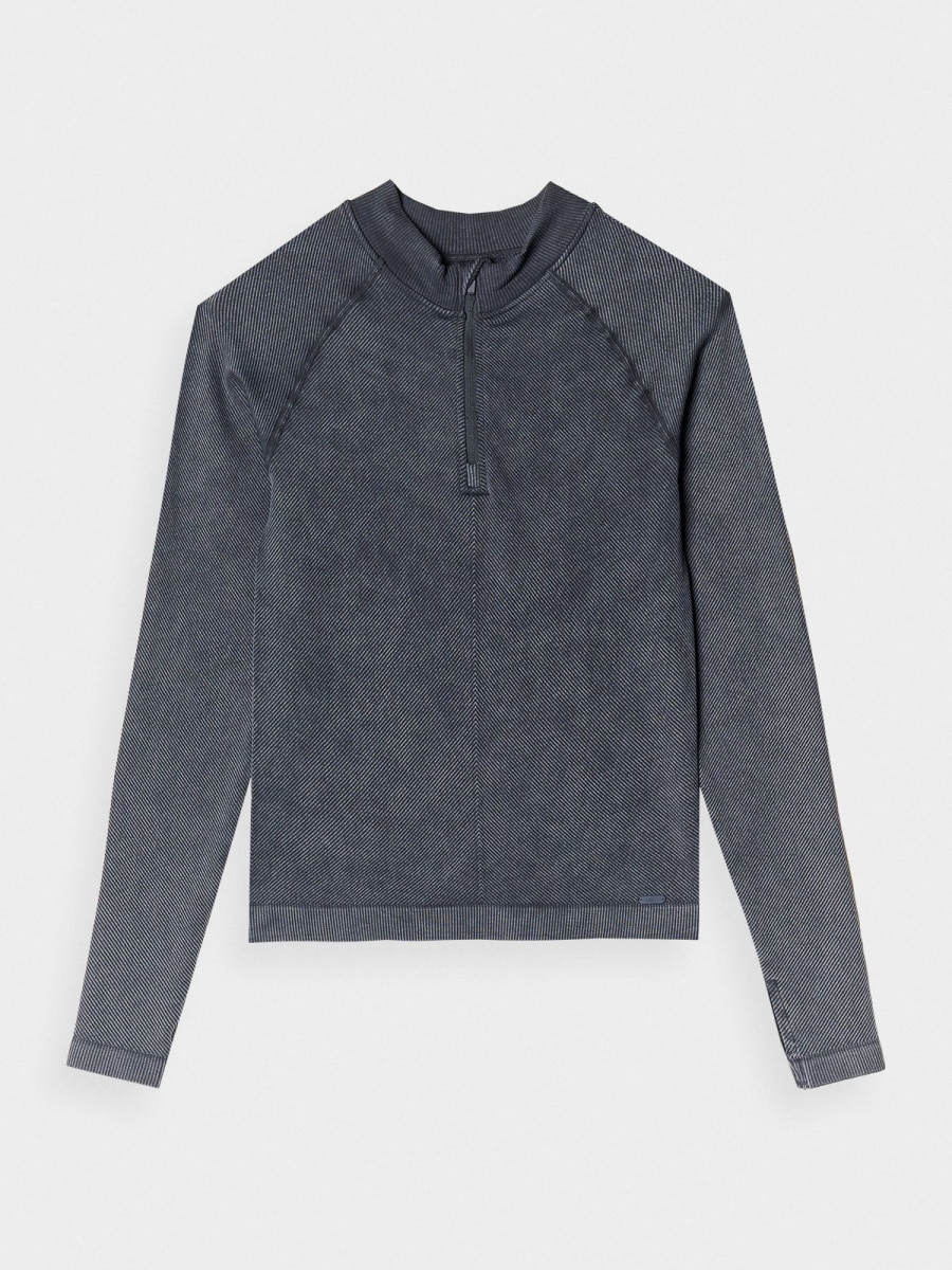 Damski longsleeve basic 4F 4FRAW24TLONF504 - czarny