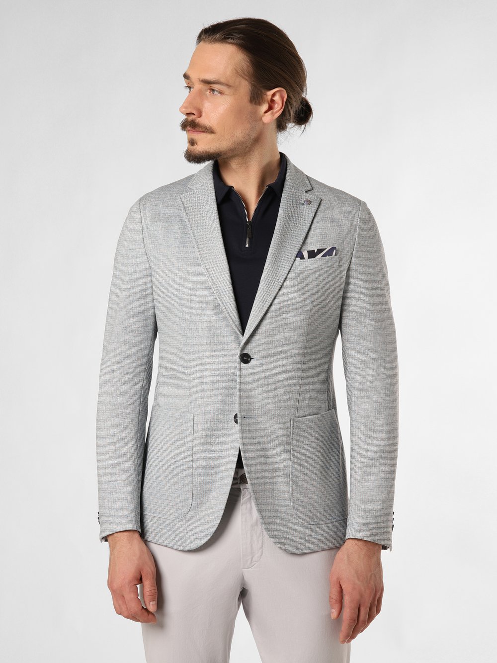 CG - CLUB of GENTS Kurtka męska - Carter-J Mężczyźni Slim Fit Sztuczne włókno niebieski w kratkę, 94