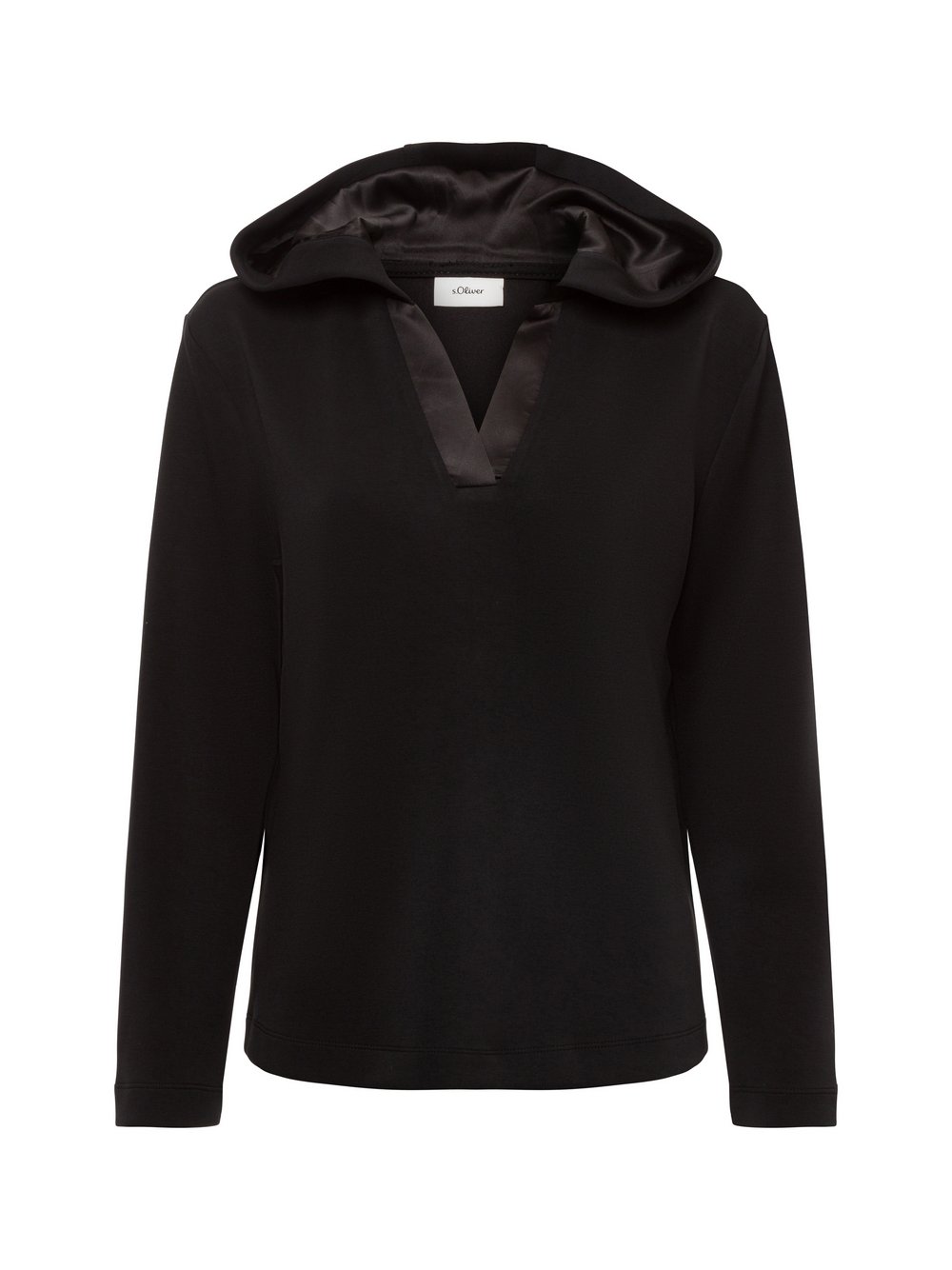 s.Oliver BLACK LABEL Damski sweter z kapturem Kobiety Modal czarny jednolity, 34