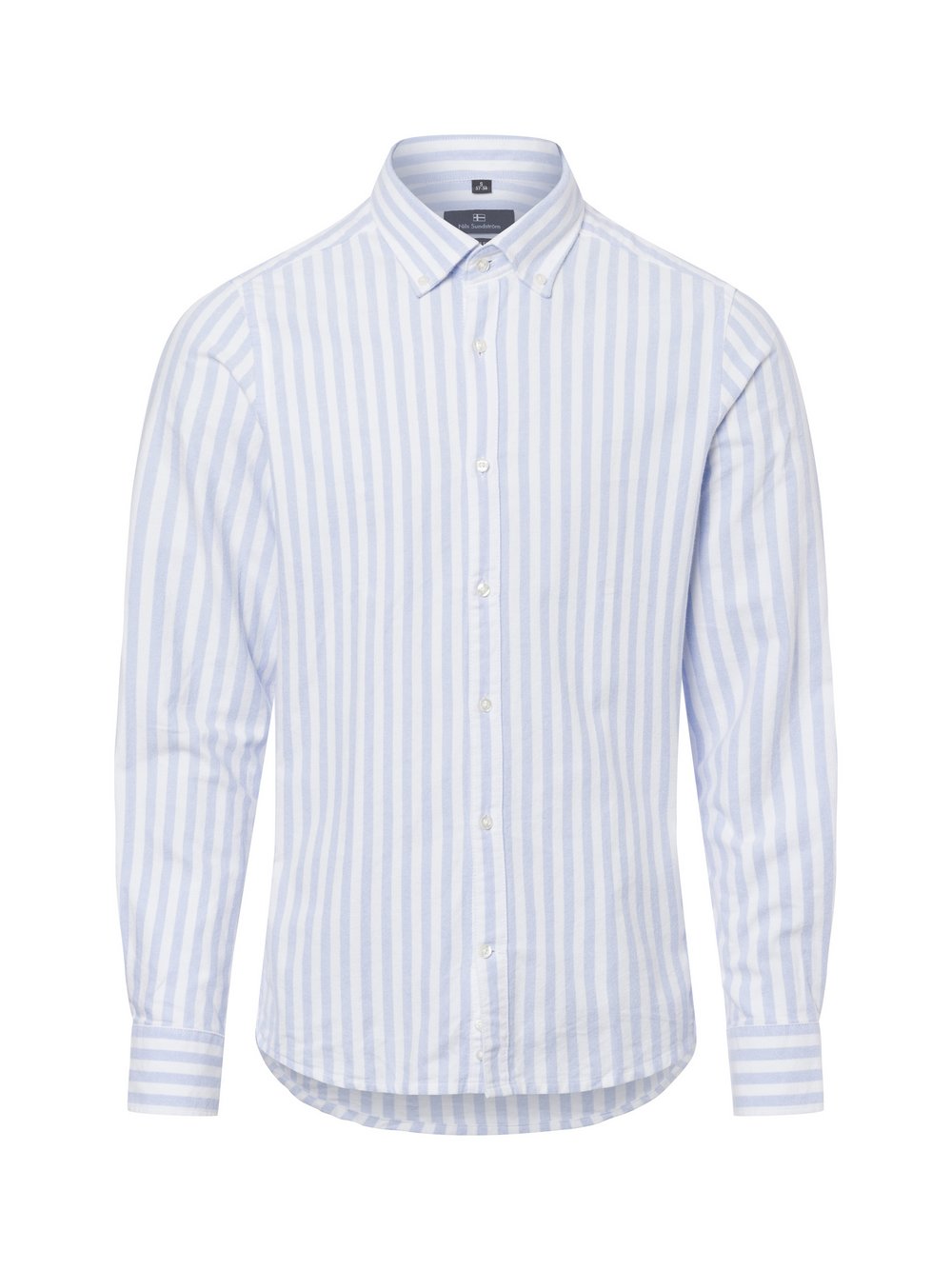 Nils Sundström Męska koszula casual Mężczyźni Slim Fit Bawełna niebieski w paski, S